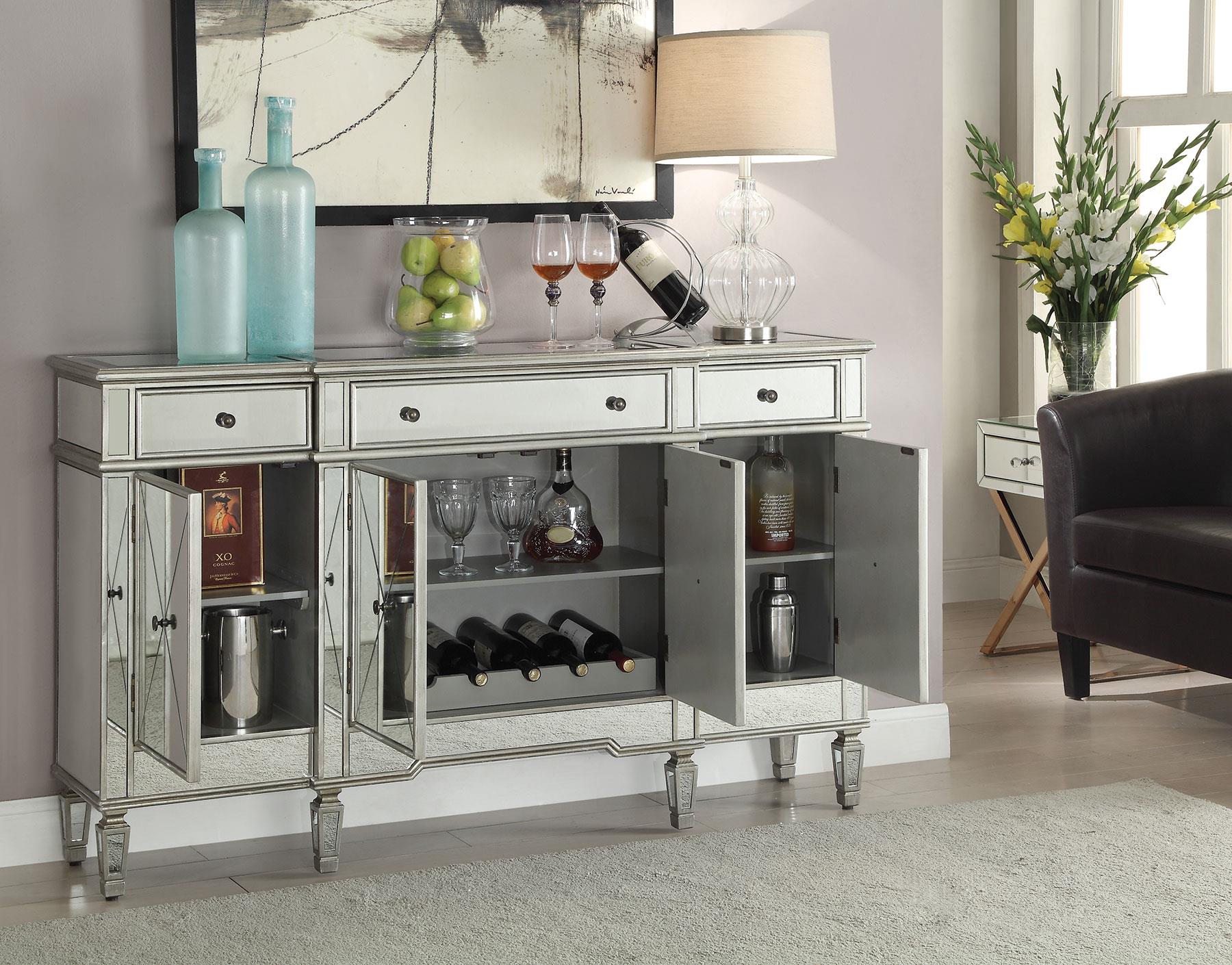 Coaster Accent Racks 102595 Mirror Panel Wine Cabinet with